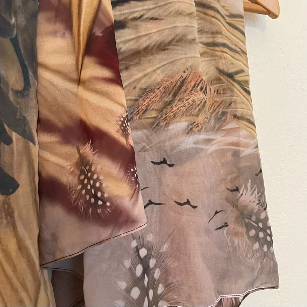 Deb Schlier Chiffon Scarf Phoenix‎ Wings 55”x55” NWT